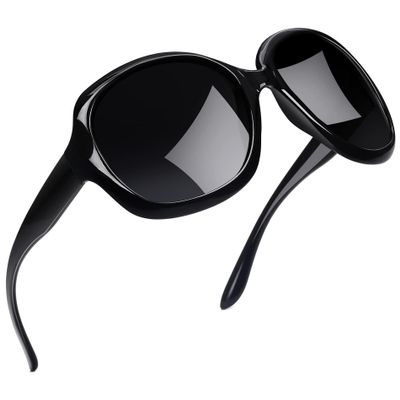 Joopin Oversized Sunglasses Womens Trendy, Polarized Big Black Sun Glasses for Woman UV Protection, Retro Ladies Large Square Shades Sunnies
