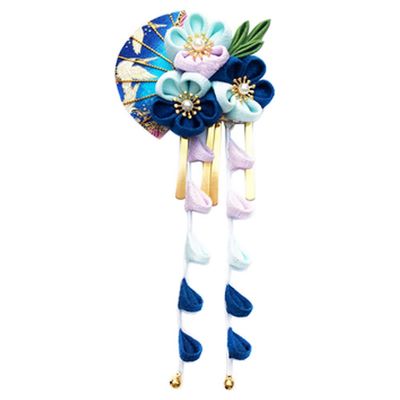 thefancypumpkin Japanese Style Handmade Sakura Fan Side Clips Kimono/Hanfu Hair Accessories for Cosplay/Wedding-E04