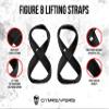 Gymreapers Figure 8 Lifting Straps for Deadlift, Powerlifting, Strongman, & Cross Training Strong Weightlifting Wrist Straps for Men, Women (Black, Large) view 3