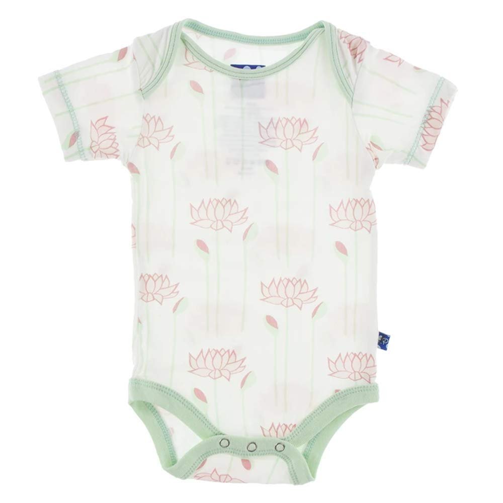 Kickee Pants Print Short Sleeve One Piece Natural Lotus Flower (6-12 Months)