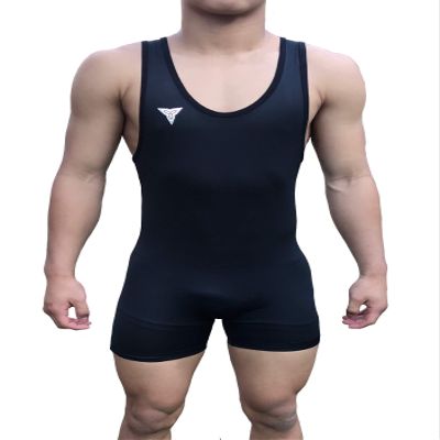 TRI-TITANS Simply Black Wrestling Singlet - Folkstyle - Mens & Youths (Adult XS: 100lbs-125lbs)