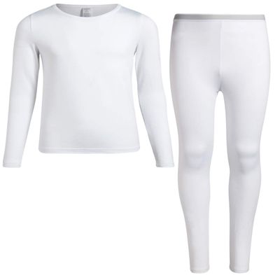 Rene Rofe Girls Thermal Set - 2 Piece Fleece Lined Breathable Top and Long Johns - Thermal Underwear for Girls, Size 6X, White
