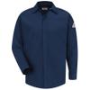Bulwark Men's Midweight FR Pocketless Concealed-Gripper Work Shirt, Navy, Small view 1