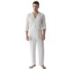 7 VEILS Mens One-Piece Pajamas Silky Jacquard Union Suit Onesie Jumpsuit Pantsuit Romper (Beige, L) view 1
