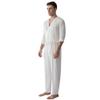 7 VEILS Mens One-Piece Pajamas Silky Jacquard Union Suit Onesie Jumpsuit Pantsuit Romper (Beige, L) view 2