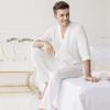 7 VEILS Mens One-Piece Pajamas Silky Jacquard Union Suit Onesie Jumpsuit Pantsuit Romper (Beige, L) view 4