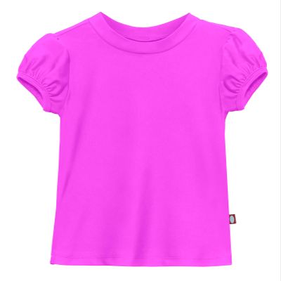Made in USA Girls' Puff Short Sleeve Rashguard Swimming Shirt Swim Top Rash Guard UPF Sun Protection for Summer Beach Pool and Play, Deep Purple, 2T