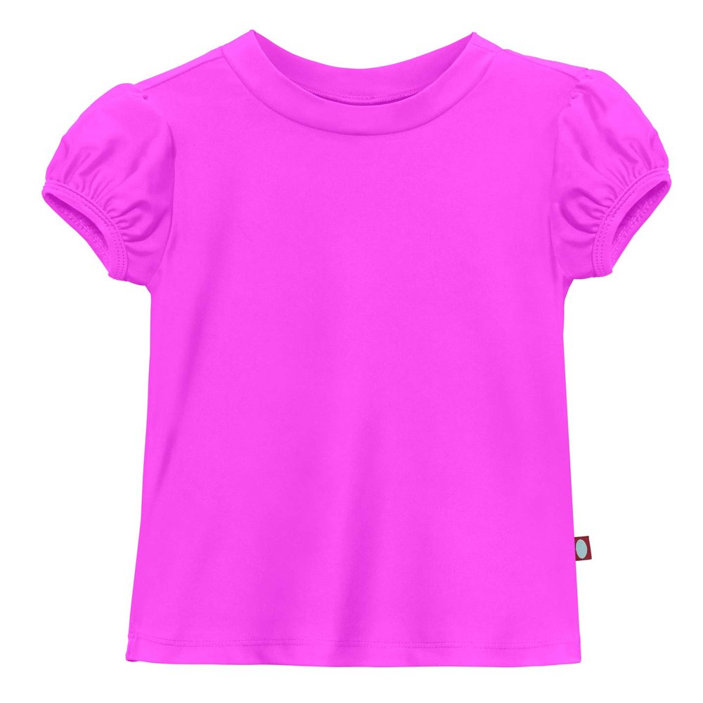 Made in USA Girls' Puff Short Sleeve Rashguard Swimming Shirt Swim Top Rash Guard UPF Sun Protection for Summer Beach Pool and Play, Deep Purple, 2T