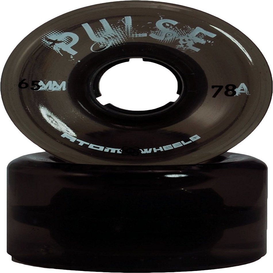 ATOM SKATES Pulse Outdoor Quad Roller Wheels 78A, Black, Set of 8, 65mm x 37mm