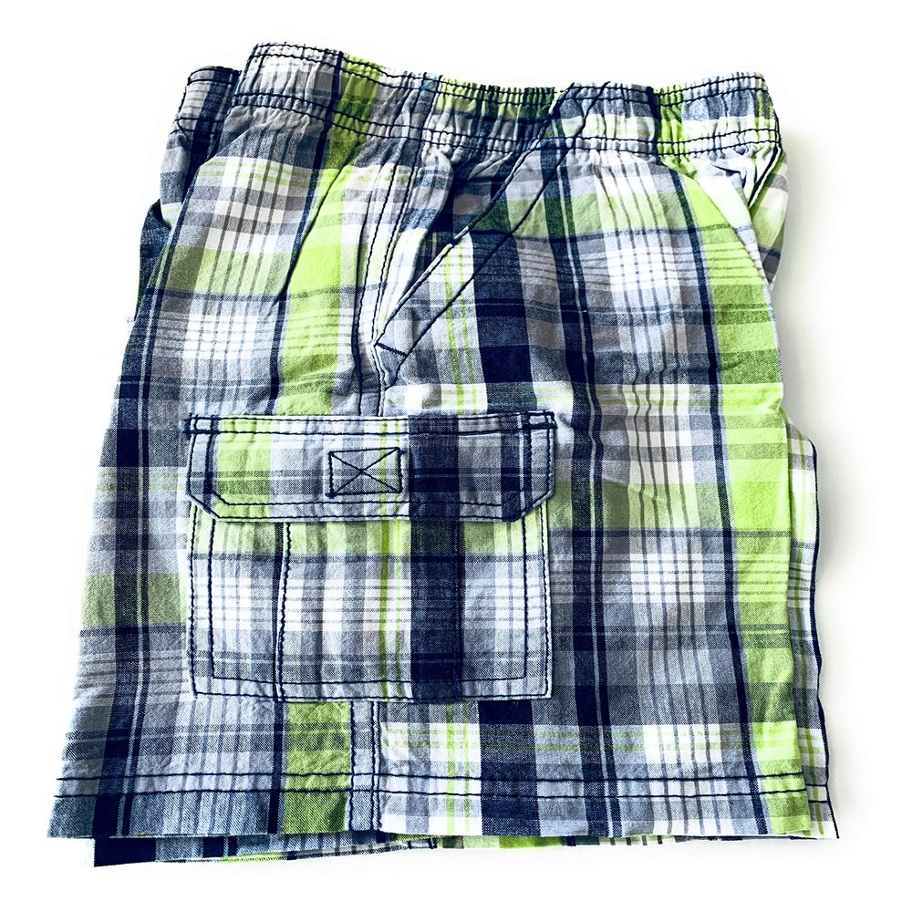 Toughskins Boys Plaid Shorts Size 12 Months Green