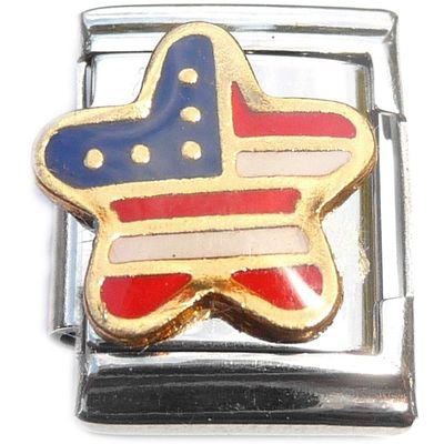 American Flag Star 13mm Italian Charm (not compatible with smaller 9mm charms)