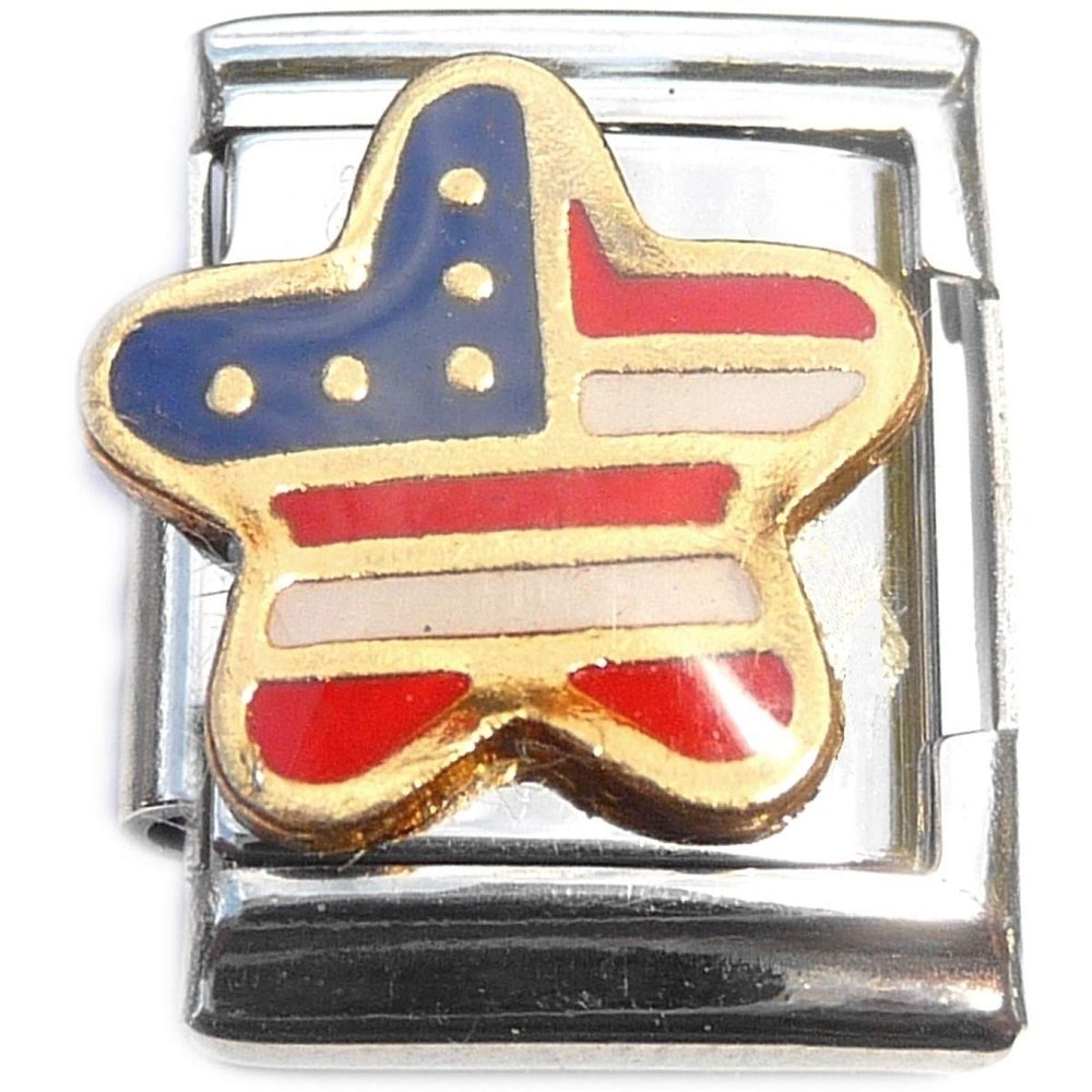 American Flag Star 13mm Italian Charm (not compatible with smaller 9mm charms)