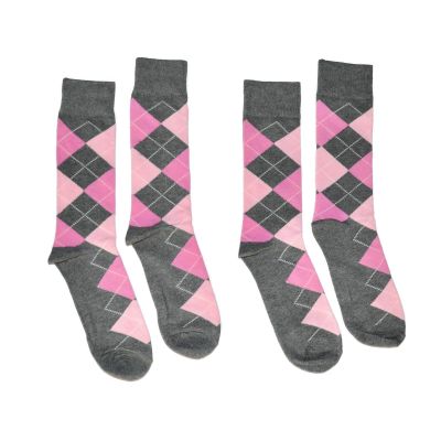Bop Classy Men's Dress Crew Socks Argyle Pattern 2 Pair Set - Premium Cotton (Charcoal)