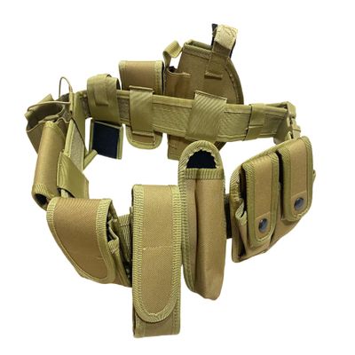 Bargain Crusader Duty Belt Military Tactical Modular Equipment Law Enforcement Police Security Guard Hunting Game Versatile Utility Adjustable Tool Belt (Adjustable 35"-45". 9 Pouches, Khaki)