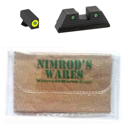 Nimrod's Wares AmeriGLO Trooper Night Sights Set Compatible with Glock 42 43 43X GL-822 Bundle with Microfiber Cloth