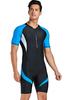 Cokar Men's Short Sleeve Sports Skins One Piece Sun Protection Swimsuit Surfing Suit New Blue Black-Men Large view 1