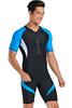 Cokar Men's Short Sleeve Sports Skins One Piece Sun Protection Swimsuit Surfing Suit New Blue Black-Men Large view 3
