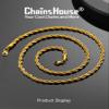 ChainsHouse 3mm 18K Gold Plated Twisted Rope Chain Necklace for Men Women, Hip Hop Jewelry, 18" view 3