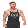 Men's Black with White Trim Bodybuilding, Y-Back, Gym Fitness, Workout, Training, Tank Top in and California CZW Athletics view 1