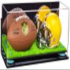 Better Display Cases Acrylic Mini - Miniature (not Full Size) Football, Helmet Display Case with Mirror Case, Light Blue Risers, Turf Base and WallMount (A019-BLR) view 1