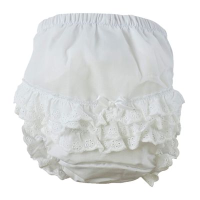 bambini White Girl's Cotton/Poly Fancy Pants Underwear