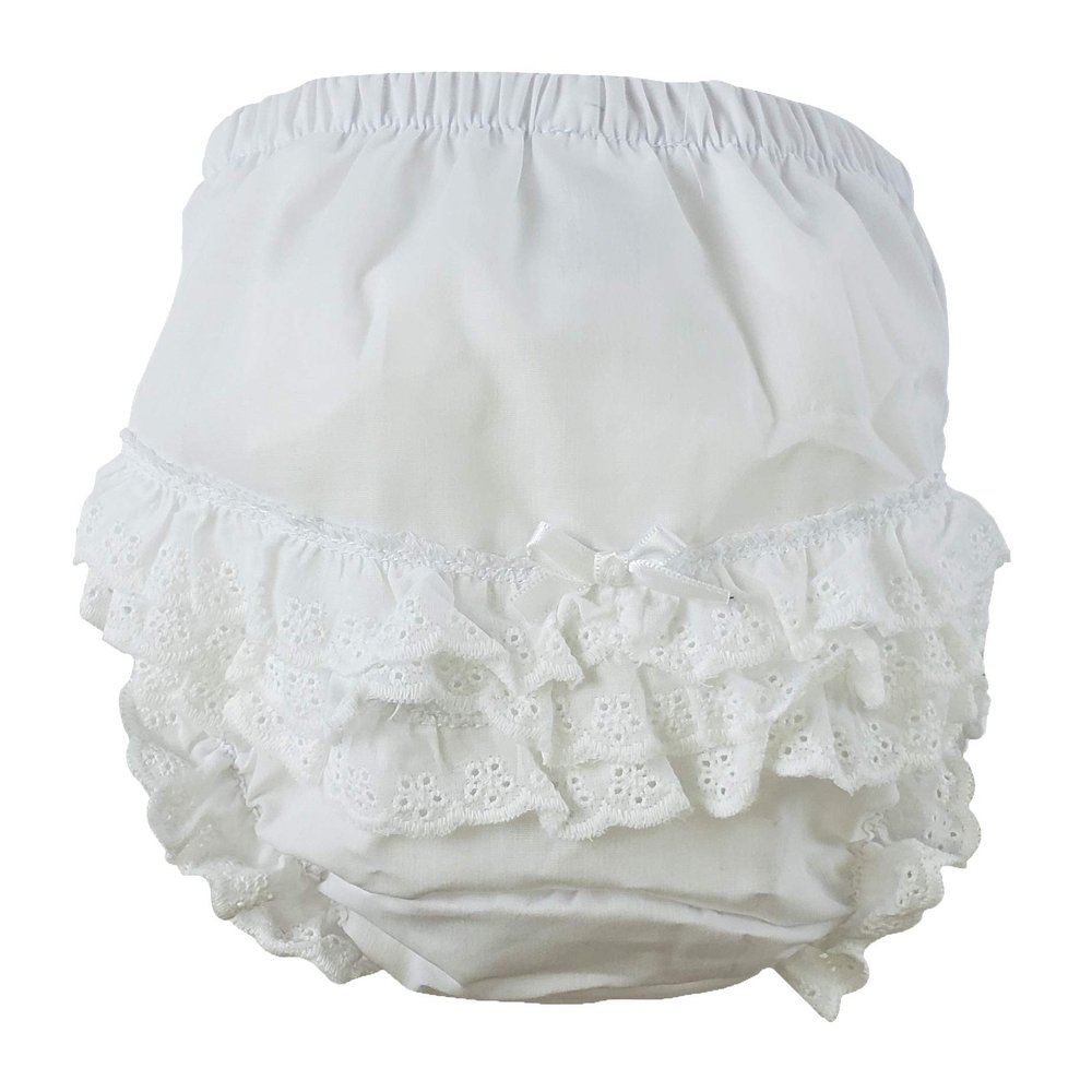 bambini White Girl's Cotton/Poly Fancy Pants Underwear