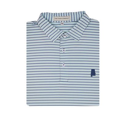 Alabama Co. Mint & Navy Magnolia Stripe Performance Polo - Self Collar