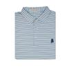 Alabama Co. Mint & Navy Magnolia Stripe Performance Polo - Self Collar view 1
