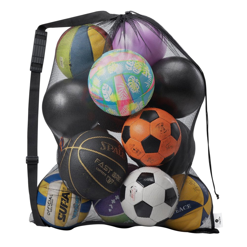 OrgaWise Extra Large Ball Bags Mesh,Heavy Duty Mesh Ball Bag for Soccer/Basketball/Volleyball/Football (School/Home/Park/Garage/Beach)(Non-slip Pad,27"x36"/70x90cm)