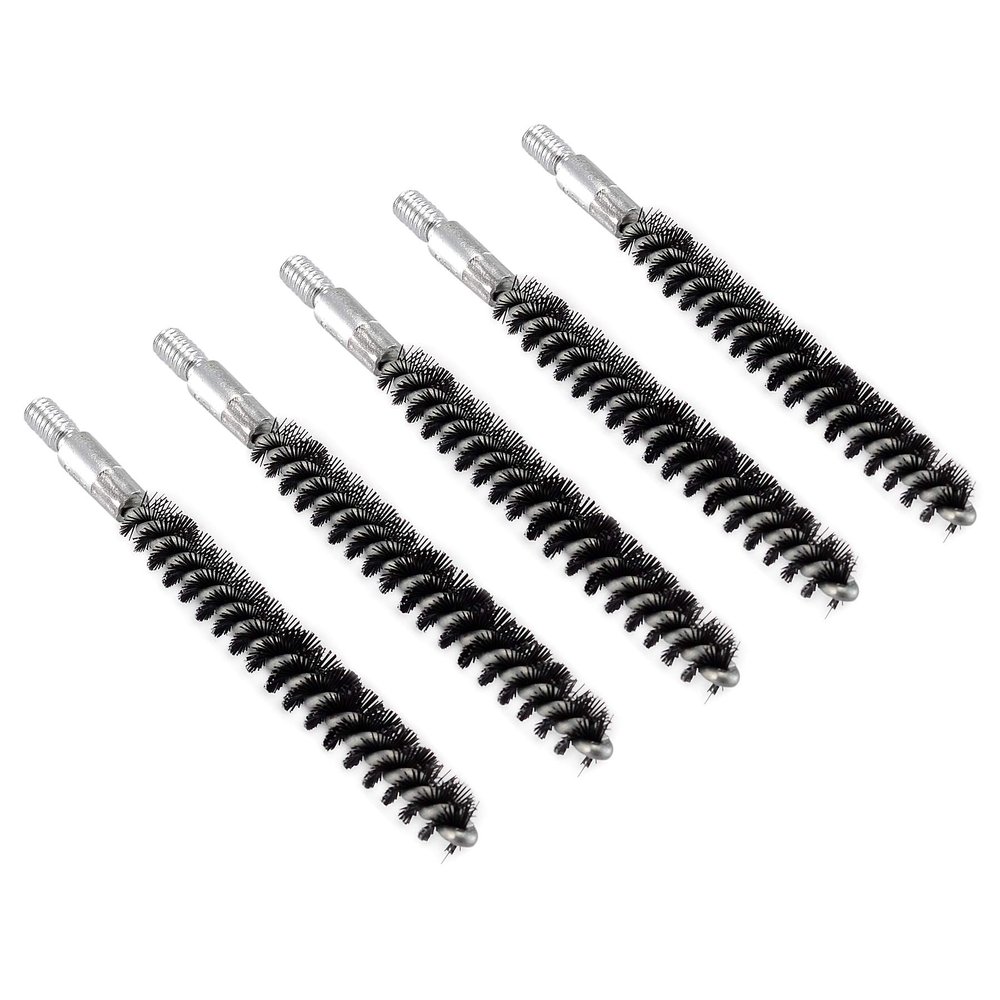 BOOSTEADY 5 Pcs Nylon Bristle Bore Gun Cleaning Brush for Pistol, 50 Professional Square Patches, .260/6.5MM, .17, .22, .357/9MM, .40, .45, .30 Caliber