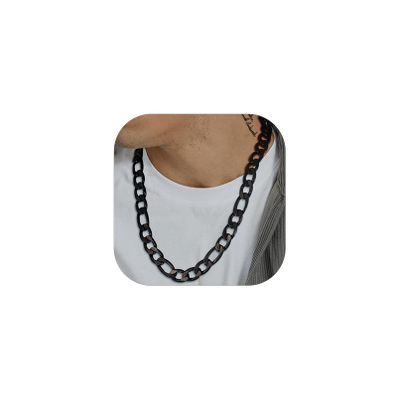 ChainsHouse Figaro Stainless Steel Necklace Mens Chain Necklace Black 13mm 28inches