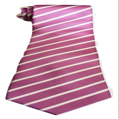 L&L Mens Boys School Uniform football prom party Striped tie (Pink/White)