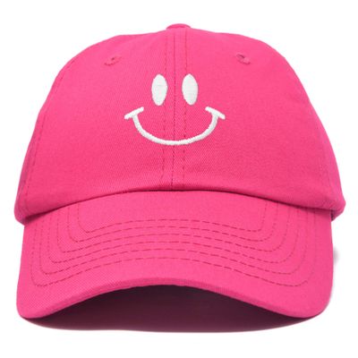 DALIX Smile Baseball Cap Smiling Face Happy Dad Hat Men Women Teens in Hot Pink
