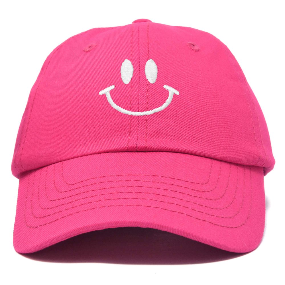 DALIX Smile Baseball Cap Smiling Face Happy Dad Hat Men Women Teens in Hot Pink