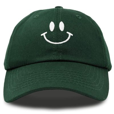 DALIX Smile Baseball Cap Smiling Face Happy Dad Hat Men Women Teens Dark Green