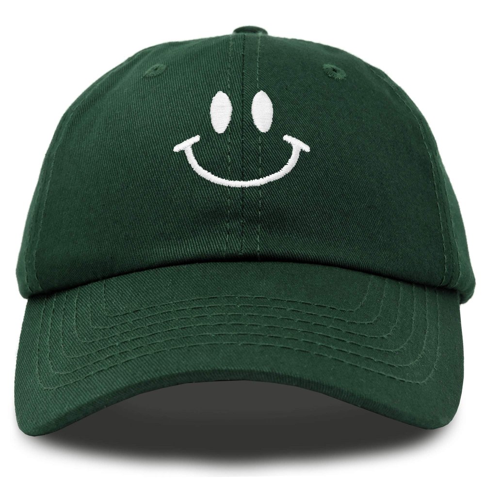 DALIX Smile Baseball Cap Smiling Face Happy Dad Hat Men Women Teens Dark Green