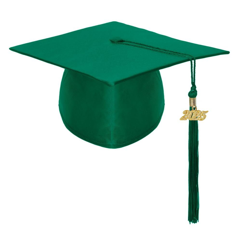 TopTie Shiny Kindergarten Child Size Graduation Cap Hat with 2025 Tassel-Green