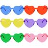 Fengek 6 Pcs Heart Shape Sunglasses Frameless Transparent Glasses Party Favors for Women, Multicolor 1 view 1
