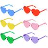 Fengek 6 Pcs Heart Shape Sunglasses Frameless Transparent Glasses Party Favors for Women, Multicolor 1 view 3