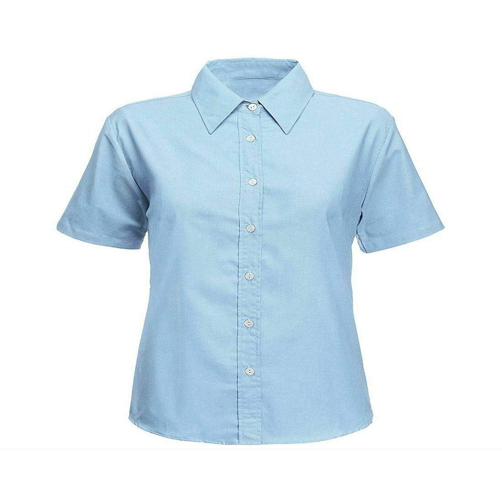 Kids School Uniform Button Down Collared Shirt Girls Boys Long and Short Sleeve Formal Top Sky Blue Short Sleeve Girls Chest 26 Inches