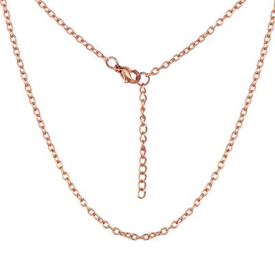 Dainty Cable O Chain for Women Rose Gold Plated 2mm Mens Rolo Chain Necklace, 30"