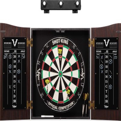 Viper Vault Cabinet with Shot King Sisal Dartboard & Shadow Buster Dartboard Lights
