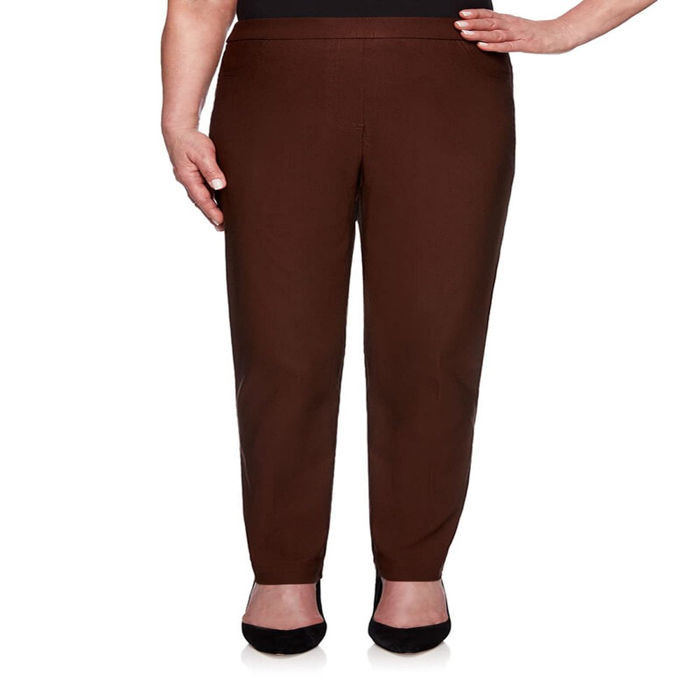 Alfred Dunner womens Petiteclassic Allure Fit Proportioned With Elastic Comfort Waistband Casual Pants, Brown, 12 Petite US