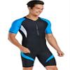 Short Sleeve One Piece Swimwear Swimsuit, New Blue Black-men, Asian 2XL = US XL view 3
