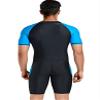 Short Sleeve One Piece Swimwear Swimsuit, New Blue Black-men, Asian 2XL = US XL view 4