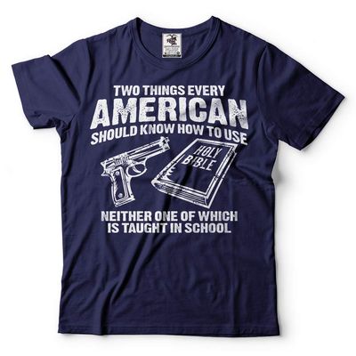 Silk Road Tees Bible and Gun T-Shirt 2nd Amendment Christian T-Shirt X-Large Navy