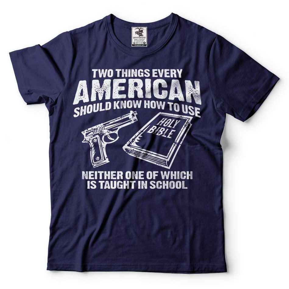 Silk Road Tees Bible and Gun T-Shirt 2nd Amendment Christian T-Shirt X-Large Navy
