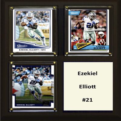 C&I Collectables NFL Dallas Cowboys Mens 810ELLIOT3CNFL 8"x10" Ezekiel Elliot Dallas Cowboys Three Card Plaque, Brown, N/A