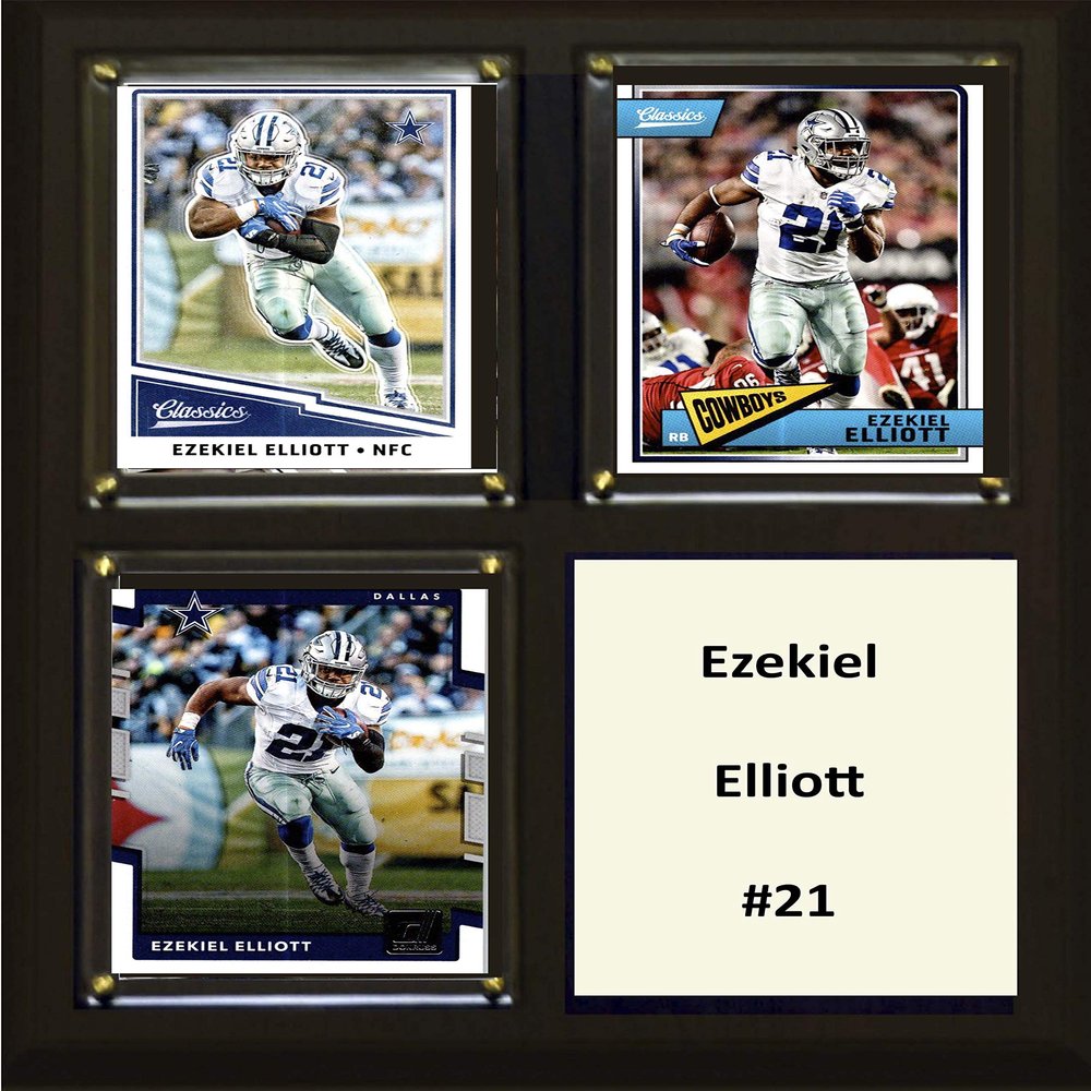 C&I Collectables NFL Dallas Cowboys Mens 810ELLIOT3CNFL 8"x10" Ezekiel Elliot Dallas Cowboys Three Card Plaque, Brown, N/A
