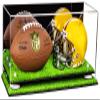 Better Display Cases Acrylic Mini - Miniature (not Full Size) Football and Helmet Display Case with Mirror Case, White Risers and Turf Base (A019-WR) view 1